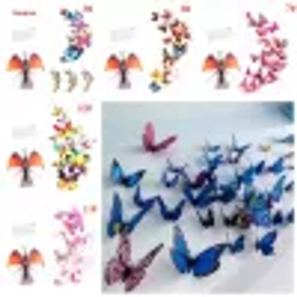 3D Butterfly Wall Sticker PVC Simulation Stereoscopic Butterfly Mural Sticker Fridge Magnet Art Decal Kid Room Home Decor LL