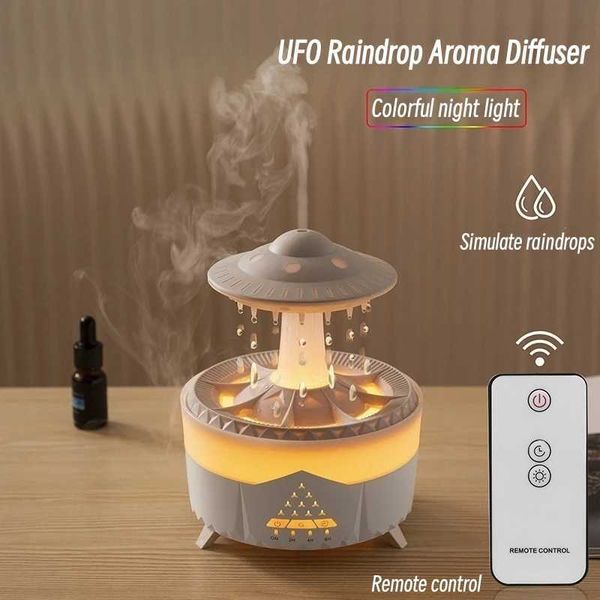 Humidifiers UFO Raindrop Remote Control Aromatic Diffuser Electric Ultrasonic Air Humidifier Creative Water Drop Household Essential Oil Dif