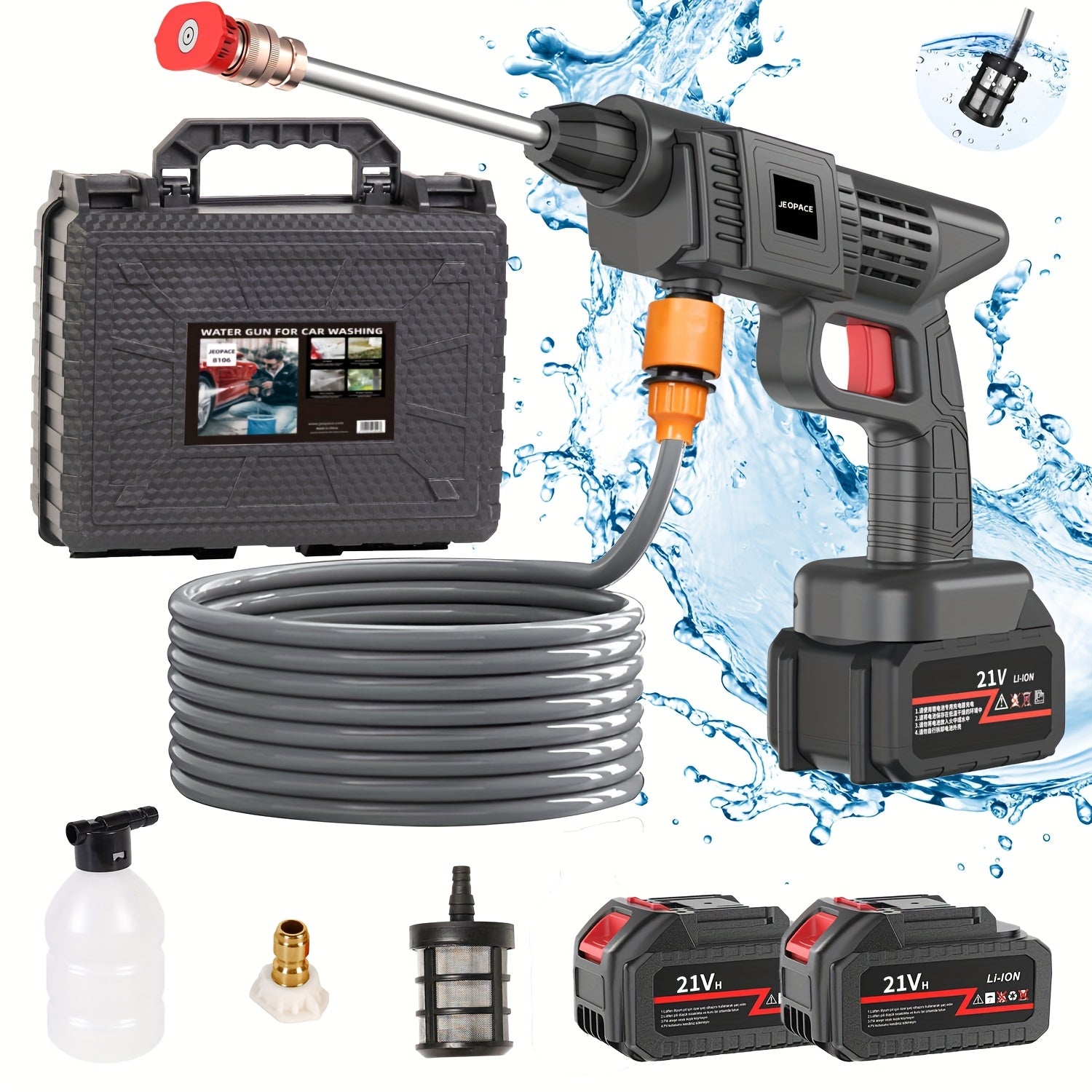 TEMU 1 Wireless High Pressure Water Gun, Portable Cordless Car Washing Tool, Powerful Car Washing Tool, Garden Hose Nozzle, Multi-functional Watering