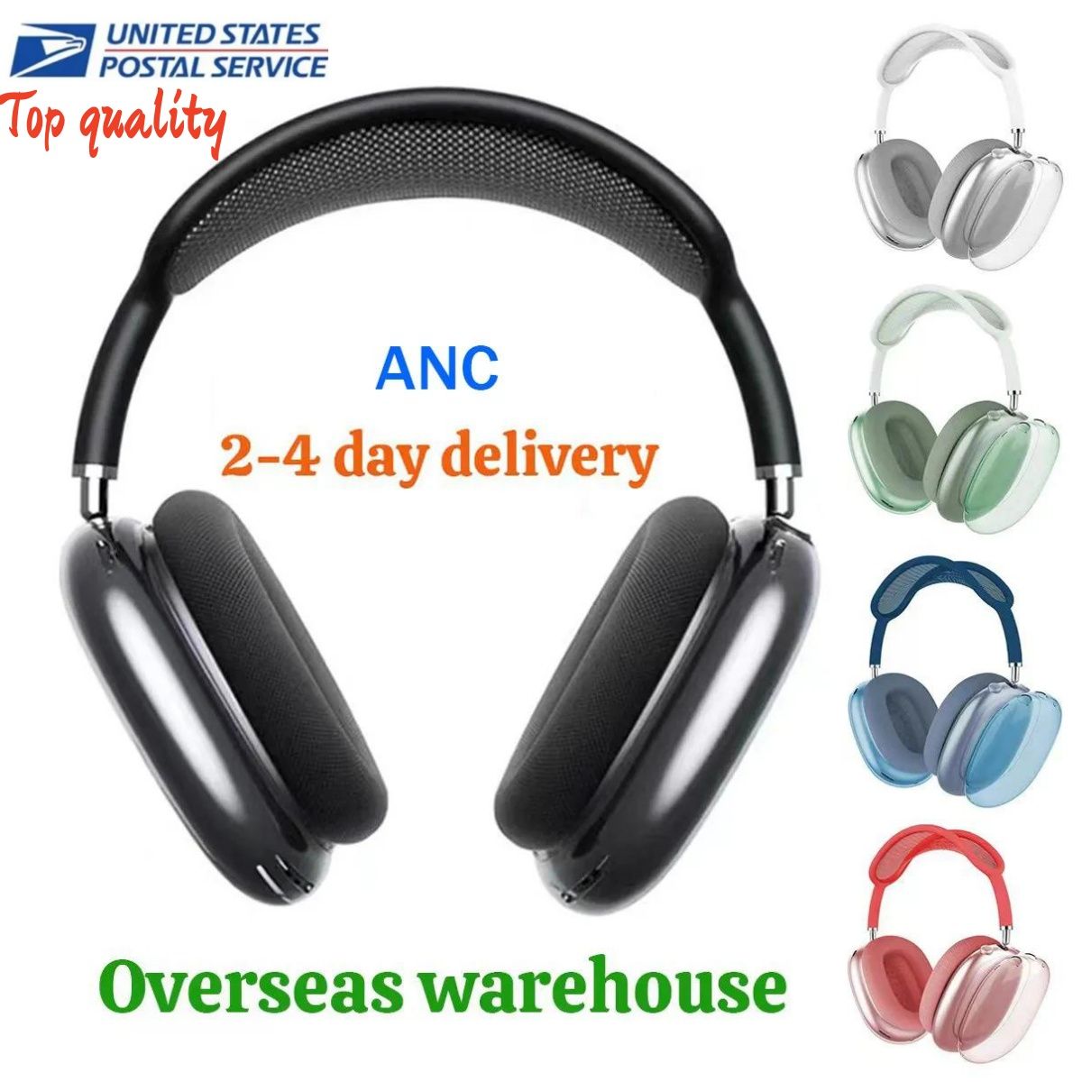 For Apple Airpod Pro Max ANC Metal bluetooth Headphone Accessories Transparent TPU Solid Silicone Waterproof Protective case Headphones Pro 2 Headse