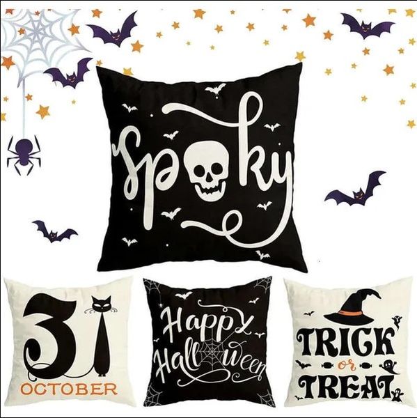 Decorative Pillow Halloween Decorations Ers 18X18 Set Of 4 For Indoor Outdoor Party Supplies Farmhouse Home Decor Throw Web fy8883
