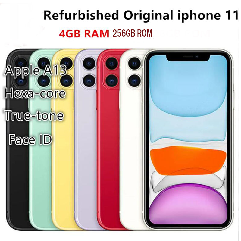 Original Apple iPhone 11 256GB Unlocked A13 Bionic Chip 12MP Camera Support NFC Face ID 6.1 inch 1792 x 828 LCD Screen