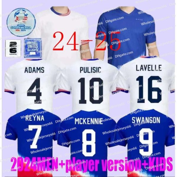 25 Soccer Jersey Football Shirts 4 Stars Women Kids Kits USMNT 23 24 USWNT Usas Maillot De Foot Men Concacaf Gold Cup 2024 Womens World Mcke