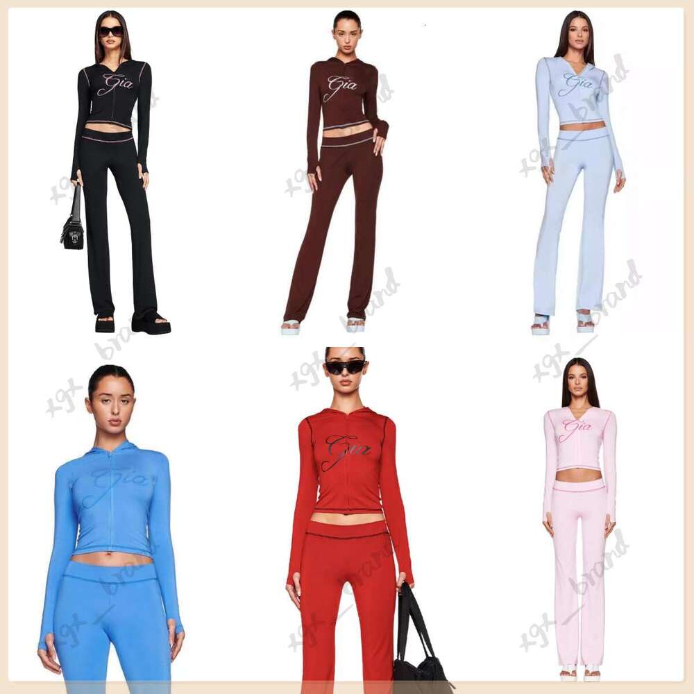 Women yoga tracksuit Iamgia Style 2 piece set bell bottoms high waisted tracksuit for women long sleeve top and low waisted micro social setting y66