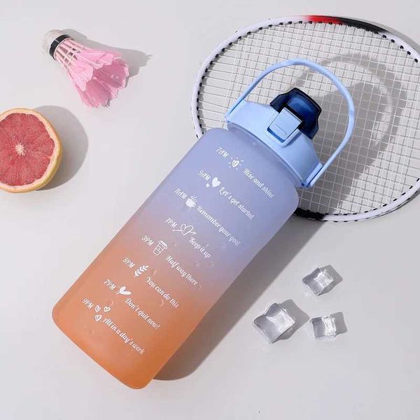 Motivational Cute Water Bottle 2 Liters Straw Sport Drinking Bottles with Time Marker Gym Outdoor Travel Cup for Girl Kids termoXJ241026