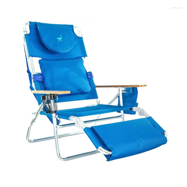 Camp Furniture Ostrich Reclining Aluminum Beach Chair Blue Camping Chairs Folding Foldable Outdoor