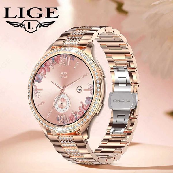 Smart Watches LIGE 1.32-inch Womens Smart Watch Bluetooth Call AI Voice Assistant Womens Watch Customized Facial Health Monitor Smart Watch