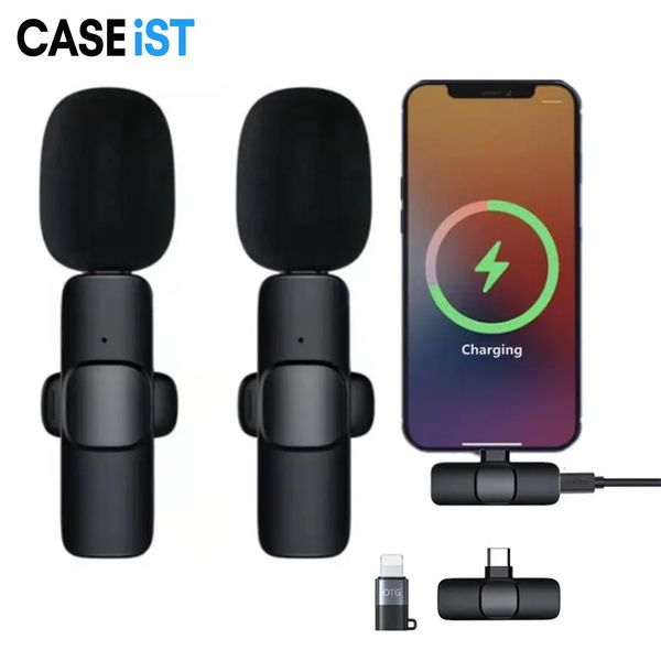 CASEiST Professional 2 IN 1 Wireless Lavalier Microphone Lapel Mini Interview Audio Video Recording Noise Reduce Live Stream Vlog Youtube Ti