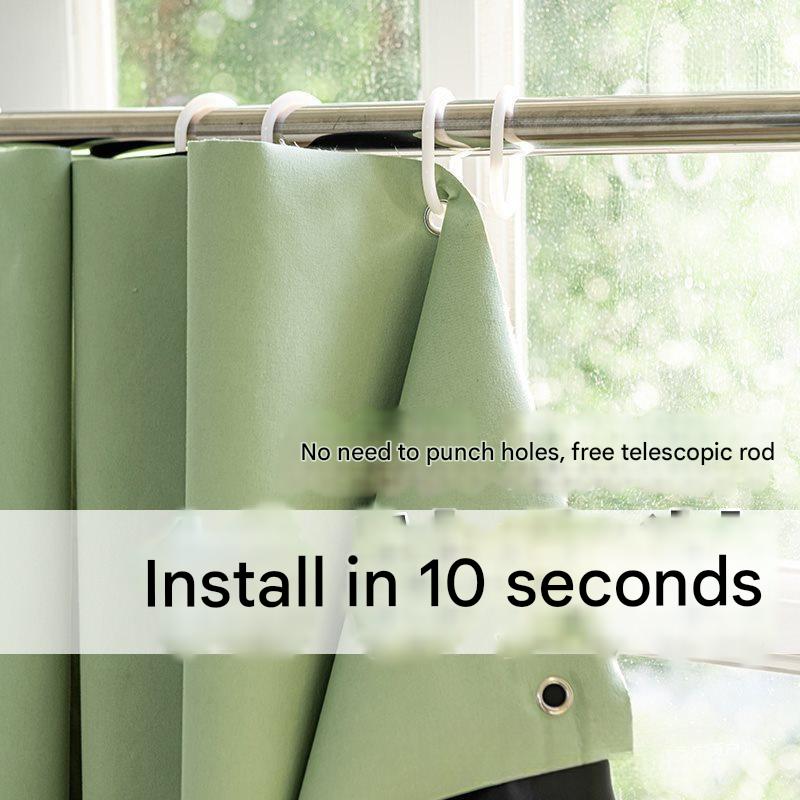 YL-36906 sunshade cloth new small block full solid color curtain rental room free punch telescopic rod blackout curtain bedroom