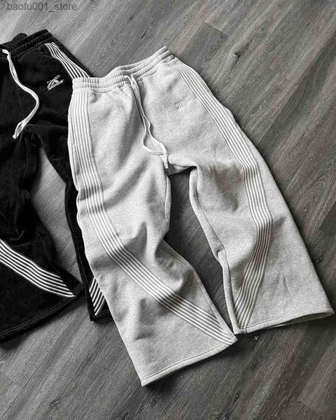 Calças masculinas Y2K Bordado Calças Casuais Cinzentas Função de Camuflagem Função Tática Mens Advanced Running Drag Sports Sports Q250110