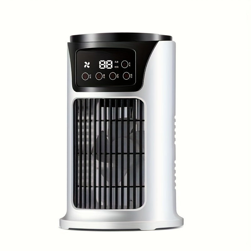 TEMU Portable Air Conditioner Fan - Mini Personal Cooler With 6 Speed Settings, 7 Color Led Lights & Desk Timer, Usb-powered For Home, Office,