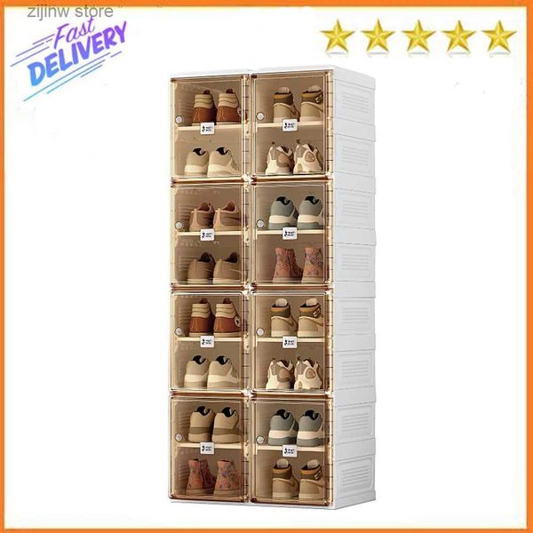 Storage Holders Rac ANTBOX storage box portable foldable shoe rack for wardrobe with magnetic transparent door Y240319