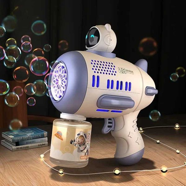 Novelty Games 12 hole shaped astronaut blower bubble machine rocket fully automatic light bubble gun boys and girls toys Childrens Day gift