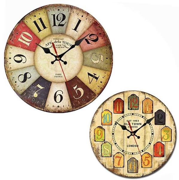 Hot Sale Vintage Wall Clock One Piece 12 Inch European Simple Light Luxury Wooden Clock Wall Clock WholesaleXJ241225
