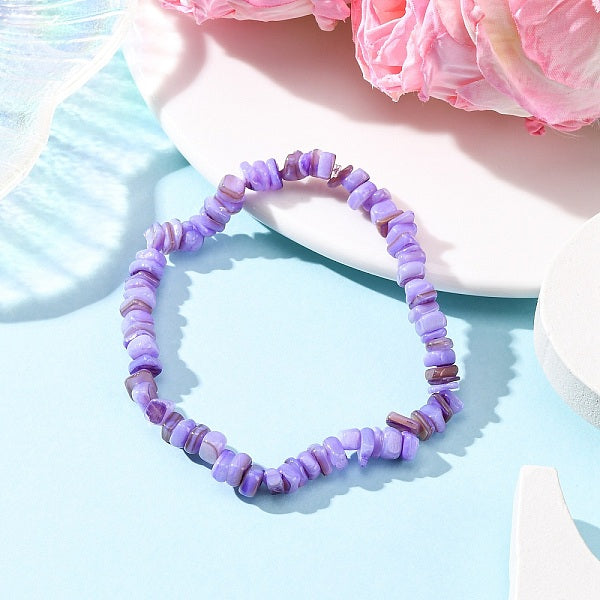 Gefärbte natürliche Süßwassermuschelperlen-Stretcharmbänder für Männer und Frauen