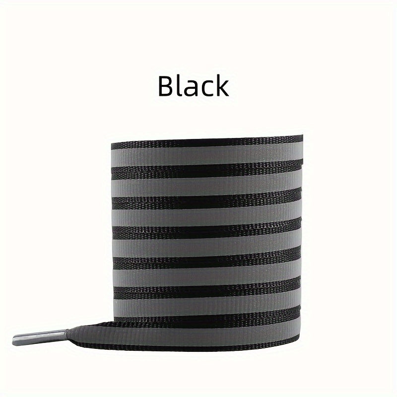 TEMU High-visibility Reflective Shoelaces For - Funky Style, -the-dark Flat Laces For Sneakers, Running & Basketball Shoes, Polyester Material, Night