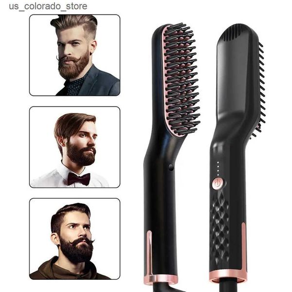 Electric Hair Brushes Electric Mens Hair Beard Straightener styler Straightening Brush Smart Comb Iron Ceramic Womens rotary Hairbrush Styli