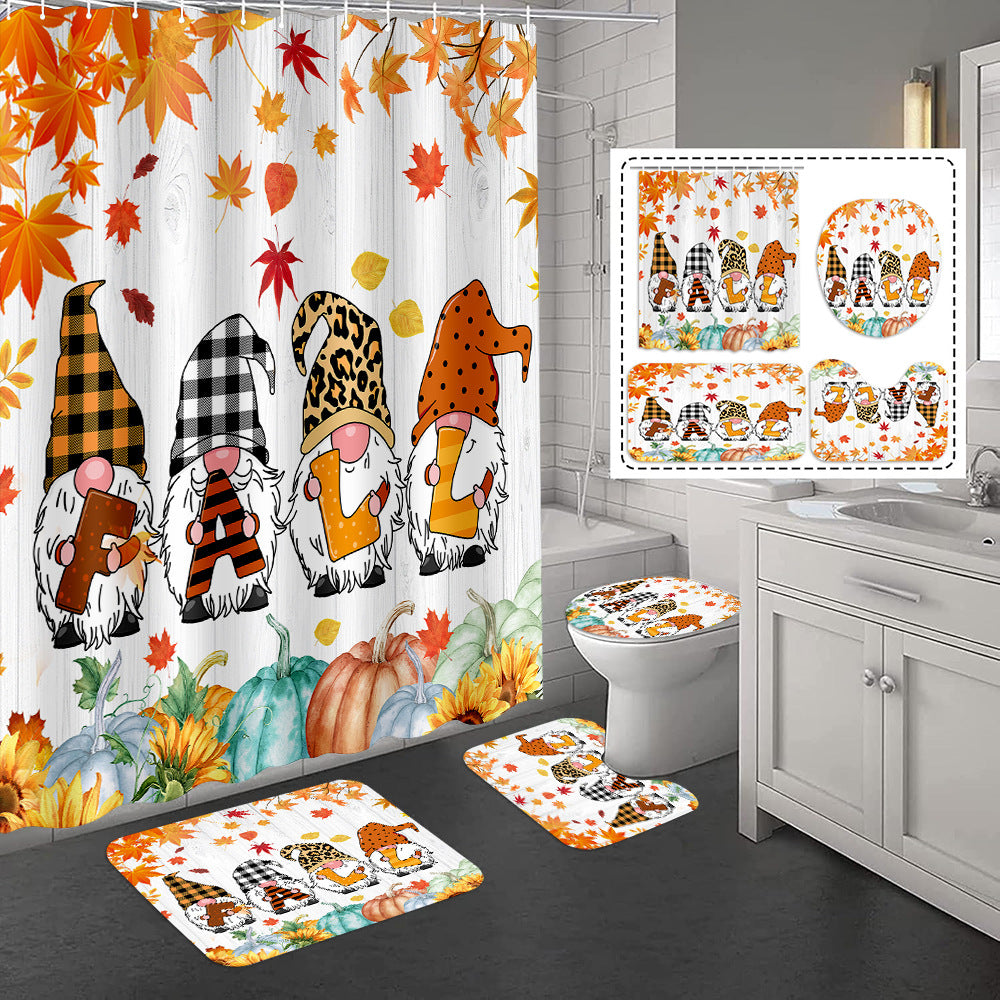 YL-37342 3D HD digital printing polyester waterproof and mildew-proof shower curtain set