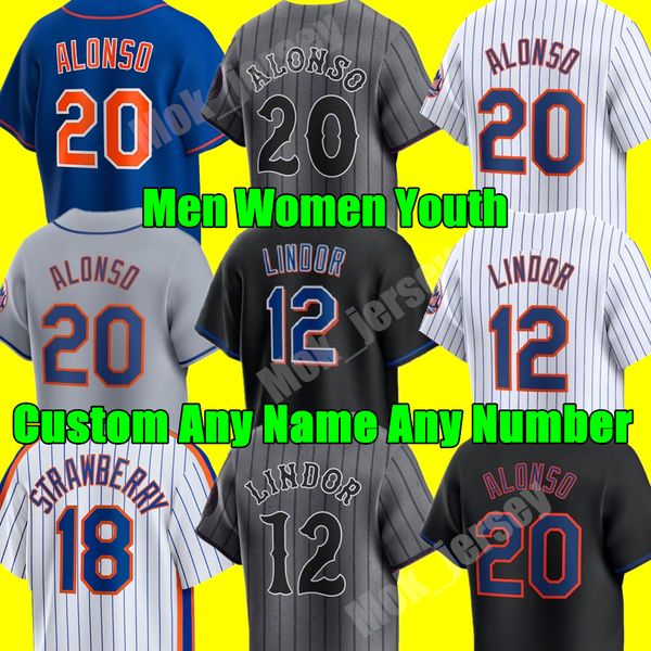 Custom S-4XL Pete Alonso 2024 City Connect Baseball Jerseys Francisco Lindor Edwin Diaz Kodai Senga Starling Mets Strawberry Hernandez Max S