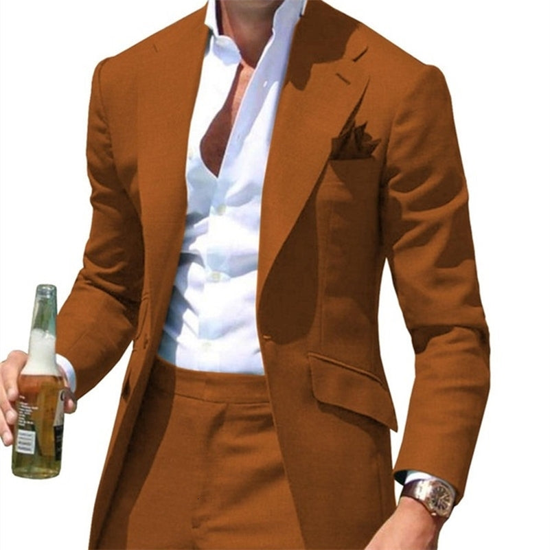 Costumes Pour Hommes Collar Men Suits Notched Green Slim Fit Blazers Jackets Pants 2PCS Causal Business Wedding Groom Wear 240819