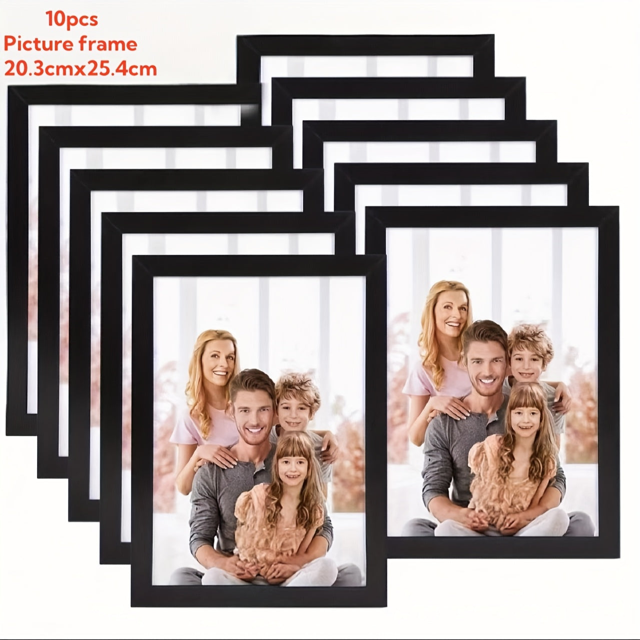 TEMU 10pcs Black 5x7- 8x10 Picture Frame Set Of 10, Multi Photo Frames 8 By 10 Bulk For Wall Hanging Or Tabletop Display