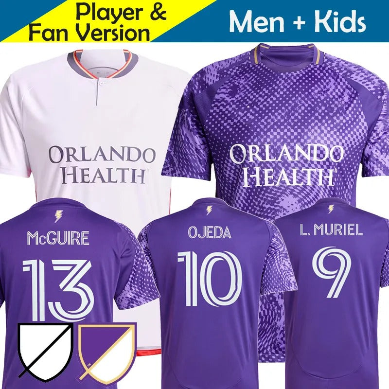 2025 2026 Orlando City SC Soccer Jerseys Kids Kit Man 25-26 Football Shirts Primary Home Purple The Wall Away White F.Torres L.Muriel OJEDA JANSSON