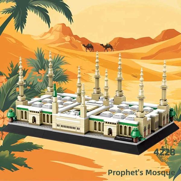 Blocks 875pcs Kids Building Block Toys for World Famous Islamic Architecture Al-Masjid Al-Nabawi Model Building Brick Toy Collection Y250112