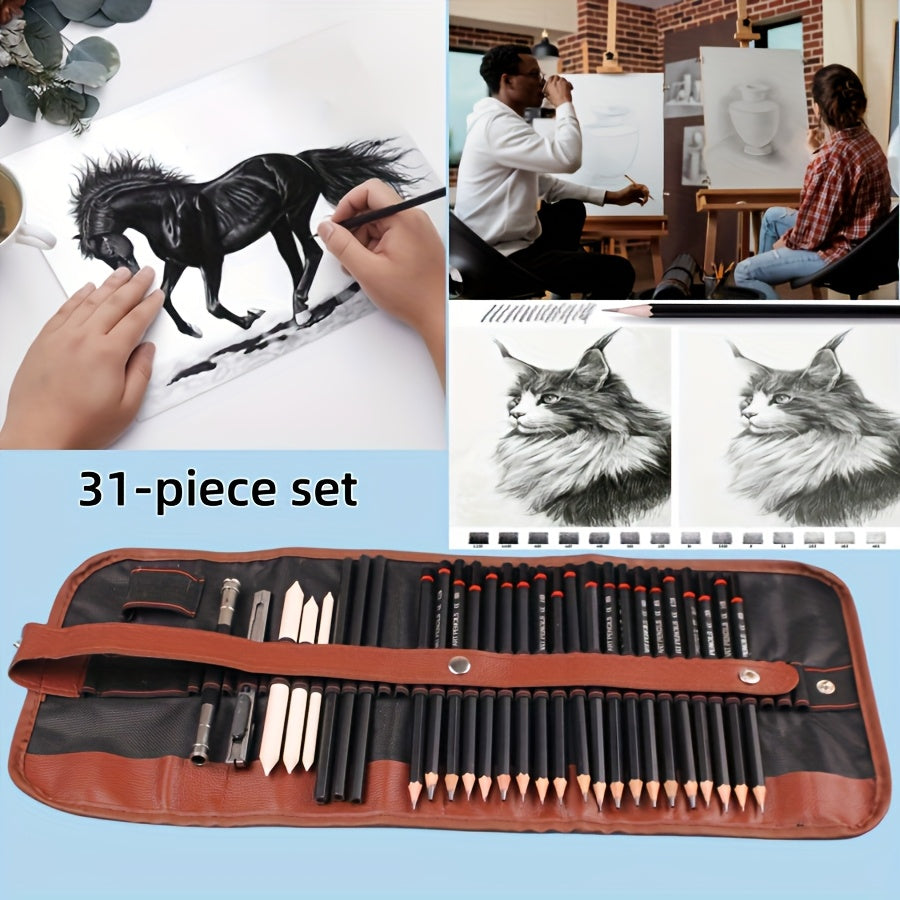 TEMU Pencil Set Drawing And Sketching Materials, Artist Painting, Art Supplies With Sketching Pencils Graphite And Charcoal For Adult Professionals,