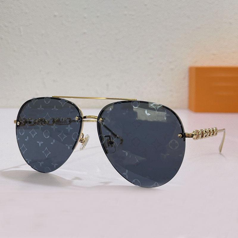 Man Womens Designer Pilot Sunglasses Z1539 Womens Metal Frame Casual Sunglasses 100% UV resistant Mirror Leg Chain Lock Buckle Design Outdoor Vacati