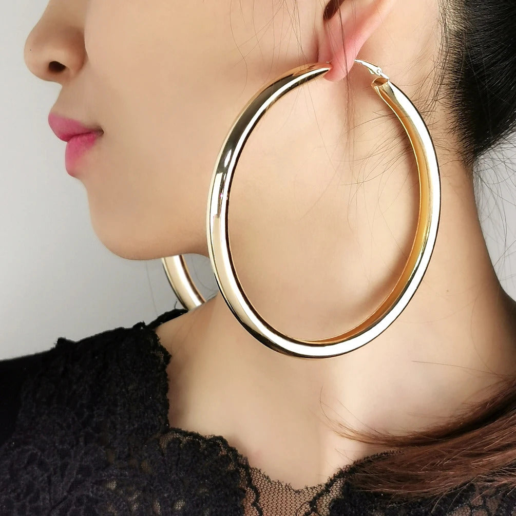 Fashion Oversized Big Hoop Earrings For Women Basketball Brincos Large Thick Round Circle Earrings Hoops Eardrop Punk Jewelry250214