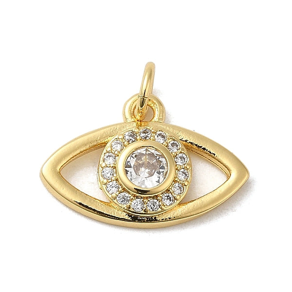 Charms colgantes europeos de circonita cúbica y latón chapado en estante