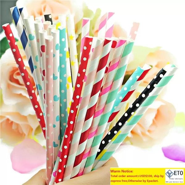Colorful Drinking Paper Straws Disposable Fast Degradable Multi color Ecofriendly Juice Straws for Summer Wedding Party