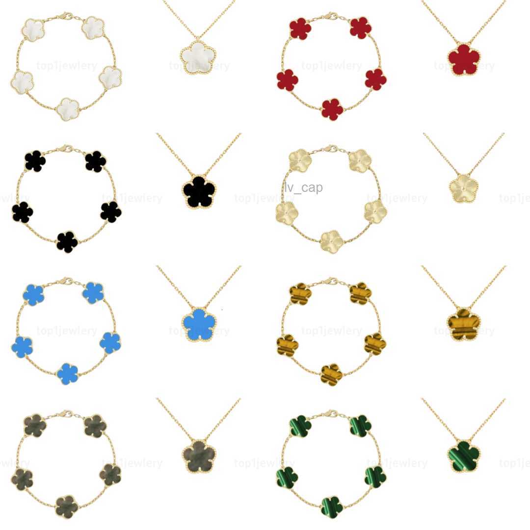 Luxury Designer Necklace Gold Clover Bracelet Jewelry Woman Mother of Pearl Grain Diamond Setting Gift Wedding Valentines Day Classic Pendant 4 Four