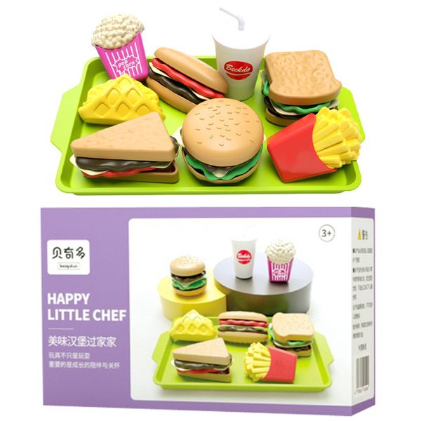Children Hamburger Toys Set Play Kitchen House Mini Artificial Food Fries Plastic Models Pretend Playset Kids Educational Toys Kit Gifts 127