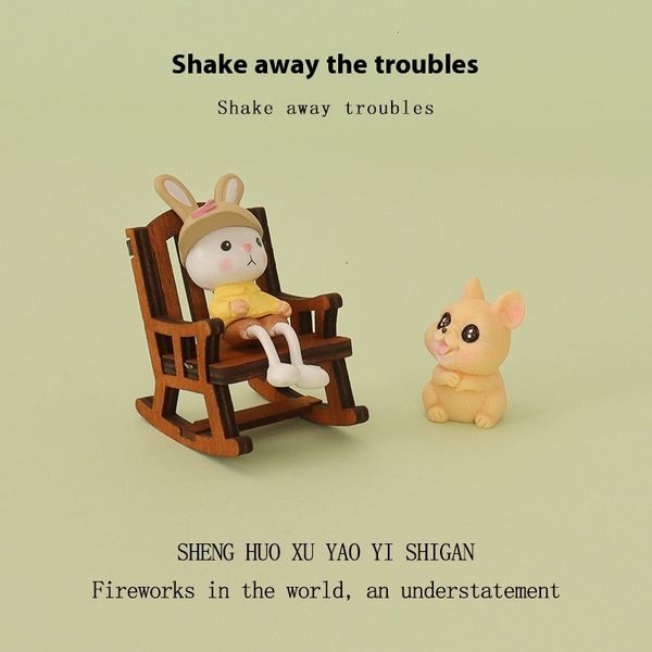 Adorable Creatures Mini Rocking Chairs Set - Pets-themed Small Scale Scenic Display Accessory