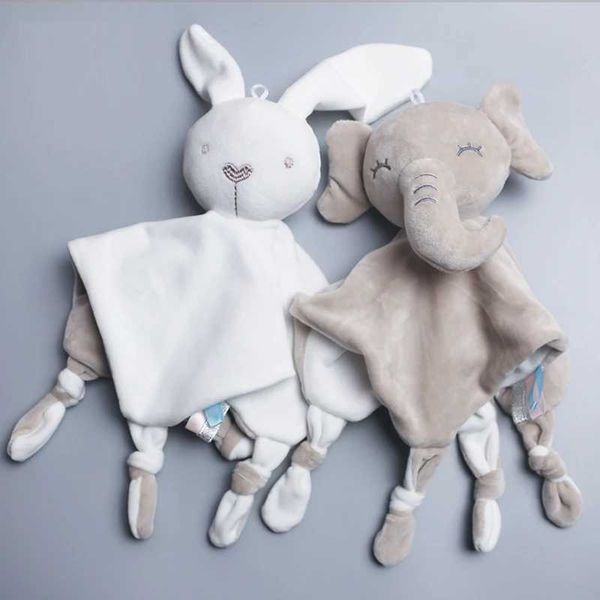 Plush Dolls Cartoon Rabbit Plush Toy Soft Stuffed Baby Toy Infant Animal White Bunny Soothe Appease Towel Comforting Blankie Toy with Rattle