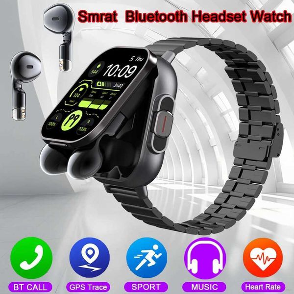 2024 2-in-1 smartwatch with headphones smartwatch mens call watch GPS tracking rate monitor music playback smartwatch Y241114