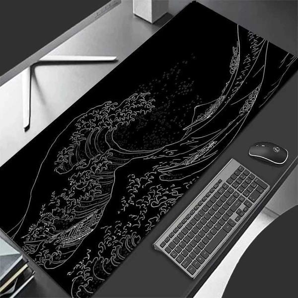 Mousepad Cputer XL MousePads Keyboard and Mouse Pad Japan Black Sea Wave Game Machine Soft Off Road Carpet Table Pad Desktop Mouse Pad Y2411