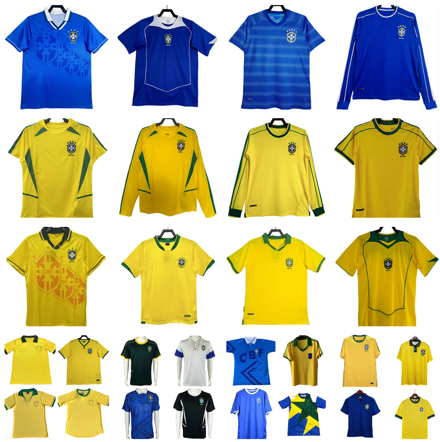 Brazils retro soccer jerseys PELE 1957 1970 1978 1985 1988 1992 1994 1998 2000 2002 2004 2006 2010 2012 Brasil RONALDINHO football shirts T 57 70 85