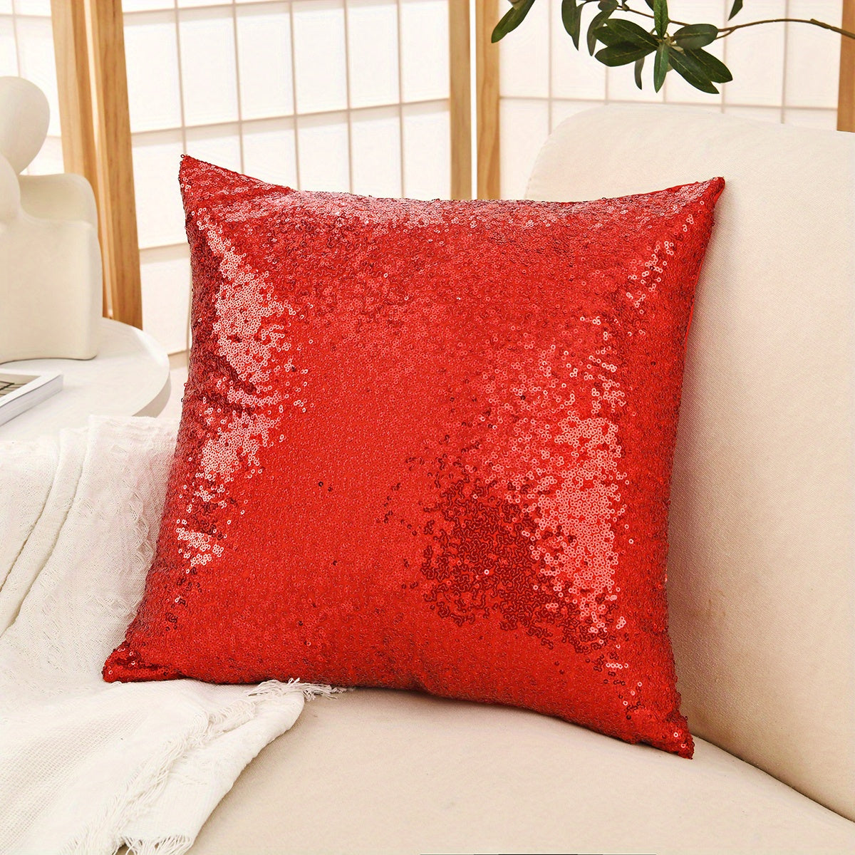 TEMU Living Room Bedroom Sofa Bench Sequin Pillowcase 1 Without Pillow Core