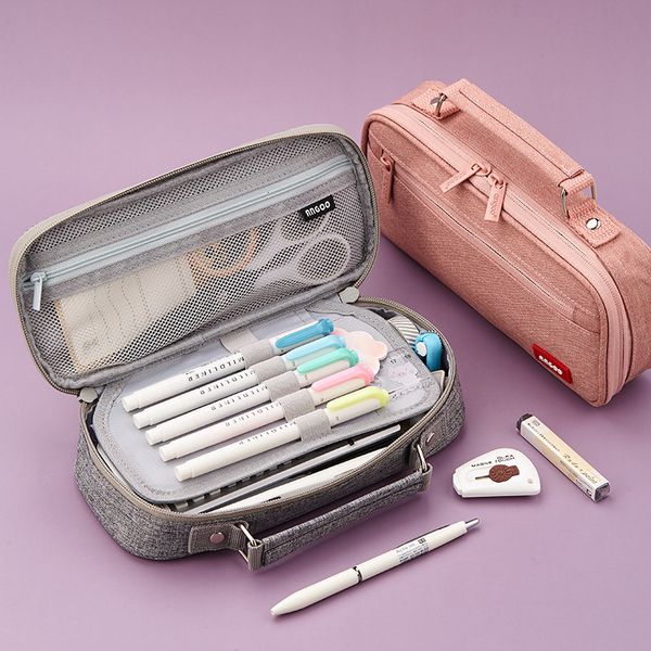 Pencil Bags Large Capacity Exquisite Canvas Pencil Case School Portable Pen Case Supplies Pencil Bag Pencils Pouch Stationery 230327