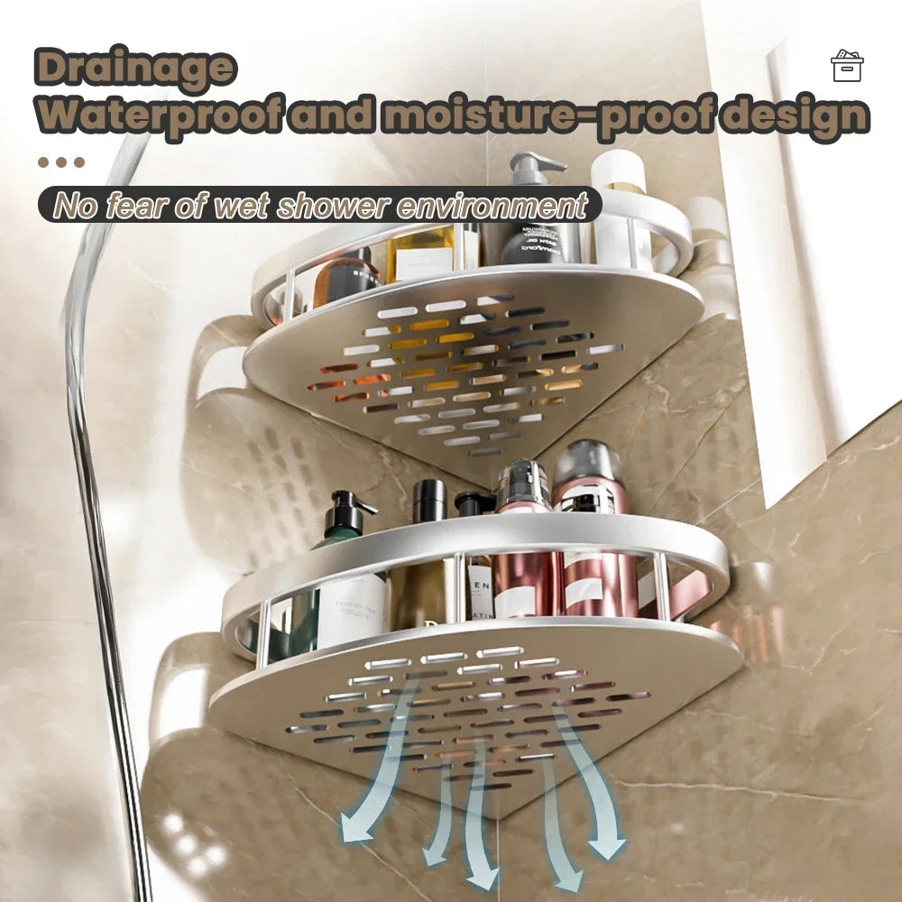 Bathroom Shelf Kitchen Storage Organizer Triangle Aluminum Alloy Shampoo Rack No-drill Wall Shower Shelf Bathroom Accessories