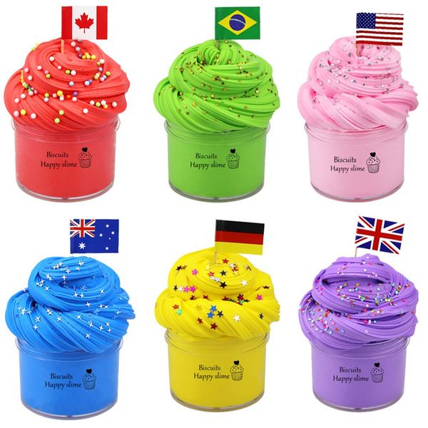 100ml Butter Slime Cotton Mud Soft Stretchy Color Clay Toy Non-sticky Slimes Children Diy Putty Decompress Fidget Party Favors Kids Gift 216