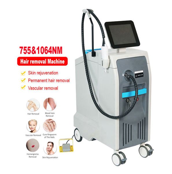 2025 Newest Long Pulse Hair Removal 1064Nm 755Nm All Color Skin Type Suitable Nd Yag Hair Removal Laser Machine