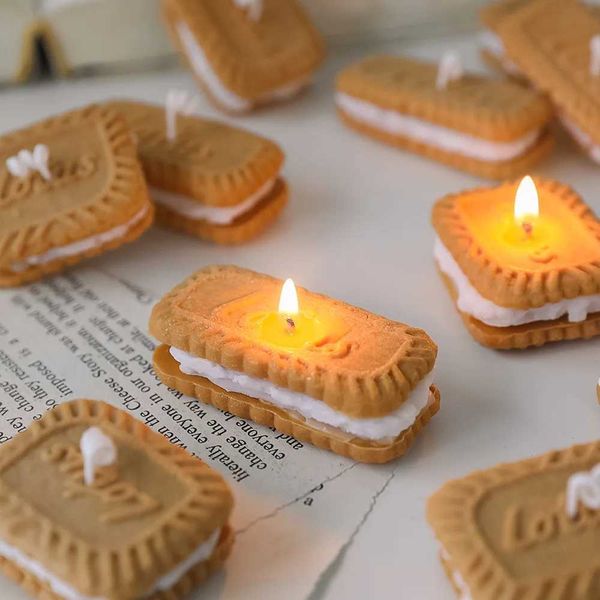 1 cookie scented candle desktop decoration prop aromatherapy candle food shape candle photo family wedding birthday decoration X241004