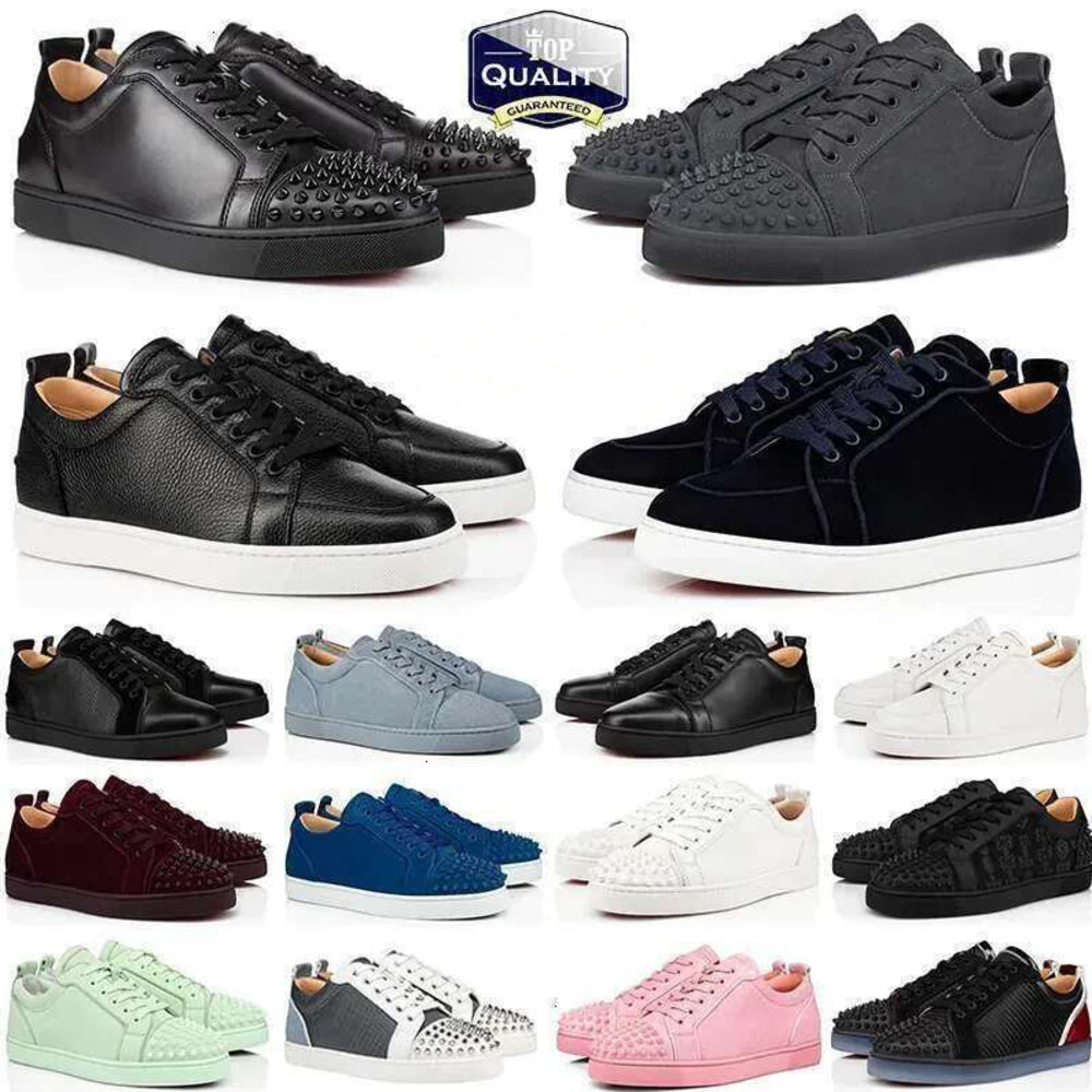 Luxury Designer Low Dress Shoes Mens Casual Glitter Grey Rivets Leather Suede Camo Green Mens Womens Fashion Spikes Office Career Wedding Trainers S