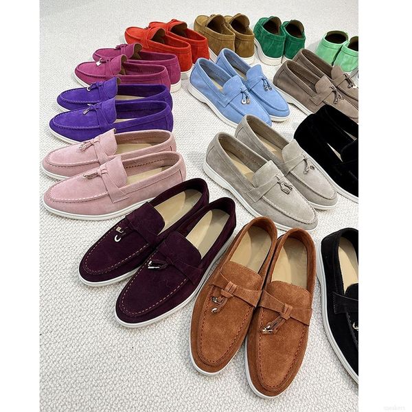 2024 Summer Walk Loafers Mens Woman Dress Flat Low Top Suede Leather Moccasins Comfort Sneakers Send Shoes and Dust Bag