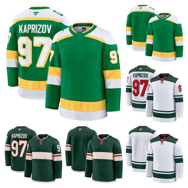 Fanatics de camisa de hóquei selvagem Kirill Kaprizov Matt Boldy Marco Rossi Mats Zuccarello Brock Faber Frederick Gaudreau Jake Middleton J