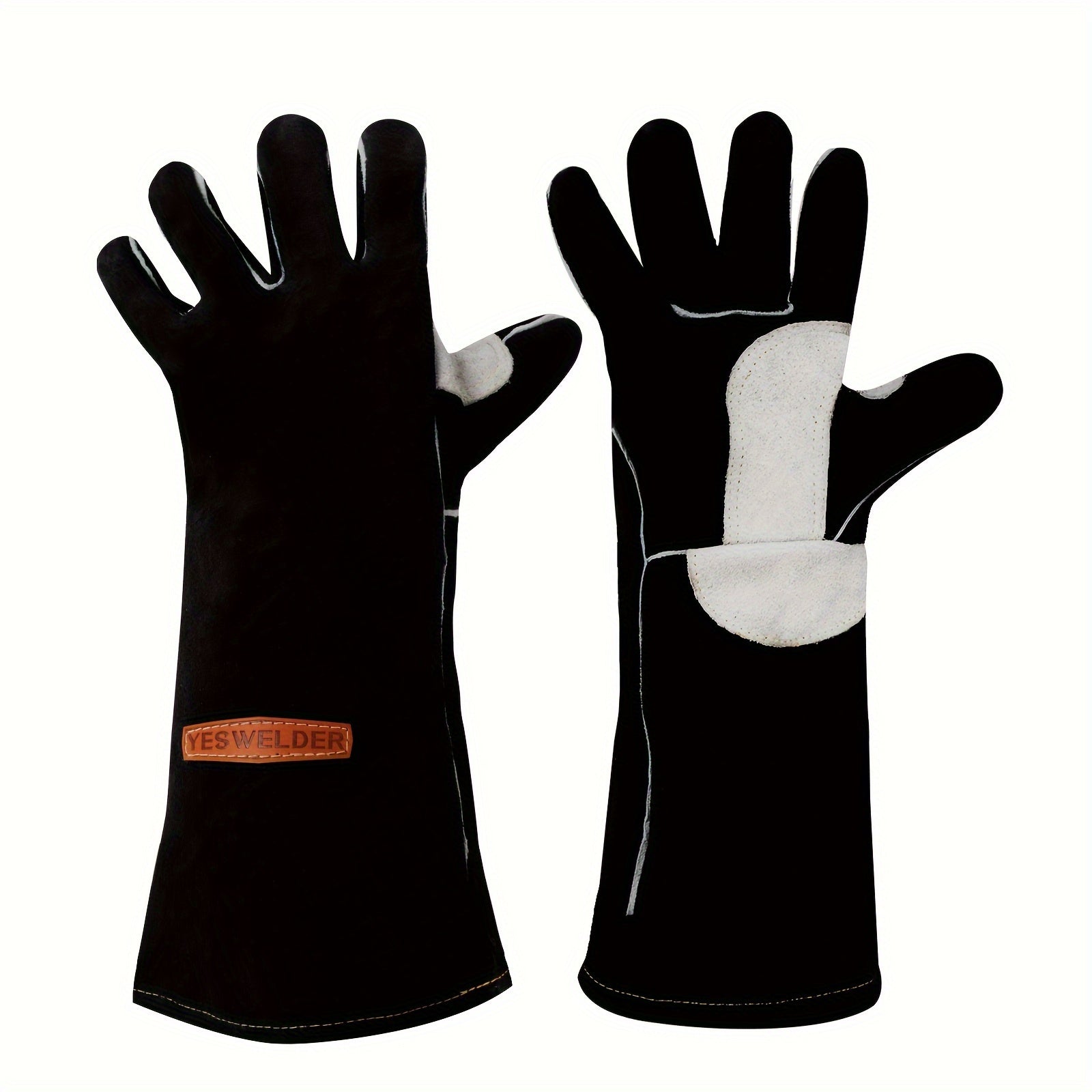 TEMU Yeswelder Leather Mig Welding Gloves, Resistant Welders Gloves, Black, Grill-bbq-wood Stove-oven-fireplace-cutting