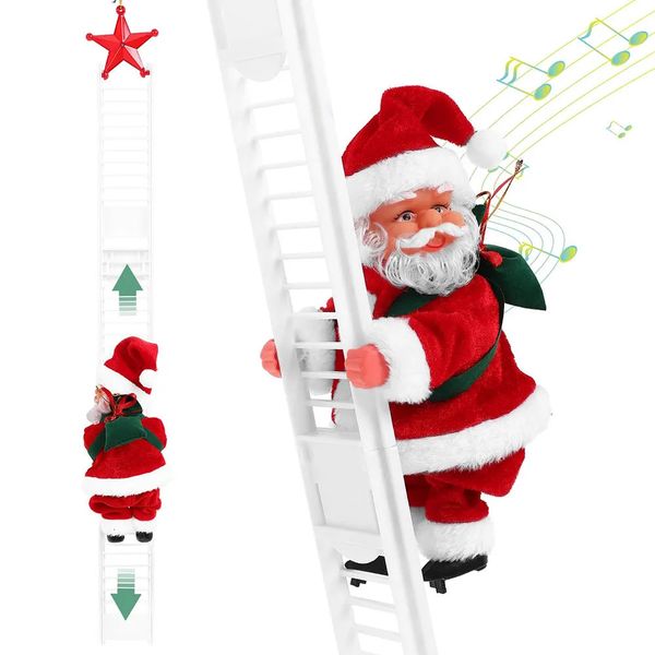 Climbing Ladder with Music Electric Santa Claus Climbing Ladder to Christmas Tree Vacation Decoration Christmas Gifts 241202